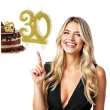 dekoracja na 30 urodziny swieczka na tort liczba 30 zloty partydeco 8 5 cm