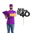 dekoracja na 40 uodziny topper na tort zycie zaczyna sie po 40 czarny brokat 13 x 17 cm