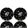 dekoracja na 40 urodziny papierowe podkladki pod kubki 40 glamour czarne 12 szt