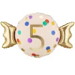 dekoracja na 5 urodziny balon foliowy cukierek do girland kremowo zloty 30 shp