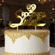 dekoracja na 50 rocznice slubu papierowy topper na tort zlote gody zloty metaliczny ozdoba