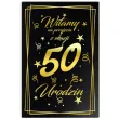 dekoracja na 50 urodziny drewniana tablica powitalna glamour zloto czarna powitanie gosci
