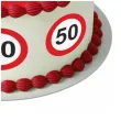 dekoracja na 50 urodziny oplatek na tort traffic birthday zestaw 1 8 szt 20 cm