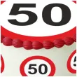 dekoracja na 50 urodziny oplatek na tort traffic birthday zestaw 1 8 szt 20 cm
