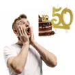 dekoracja na 50 urodziny swieczka na tort liczba 50 zloty partydeco 8 5 cm