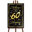 dekoracja na 60 urodziny drewniana tablica powitalna glamour zloto czarna powitanie gosci
