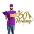dekoracja na 60 urodziny topper papierowy szampanskie urodziny zloty brokat 15 x 19 cm