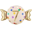 dekoracja na 7 urodziny balon foliowy cukierek do girland kremowo zloty 30 shp