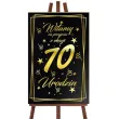 dekoracja na 70 urodziny drewniana tablica powitalna glamour zloto czarna powitanie gosci