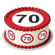 dekoracja na 70 urodziny oplatek na tort traffic birthday zestaw 1 8 szt 20 cm