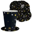 dekoracja na 70 urodziny papierowe podkladki pod kubki 70 glamour czarne 12 szt