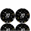 dekoracja na 70 urodziny papierowe podkladki pod kubki 70 glamour czarne 12 szt