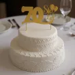 dekoracja na 70 urodziny topper papierowy sto lat zloty 17 cm
