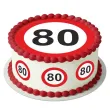 dekoracja na 80 urodziny oplatek na tort traffic birthday zestaw 1 8 szt 20 cm