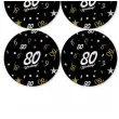 dekoracja na 80 urodziny papierowe podkladki pod kubki 80 glamour czarne 12 szt