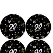 dekoracja na 90 urodziny papierowe podkladki pod kubki 90 glamour czarne 12 szt