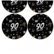 dekoracja na 90 urodziny papierowe podkladki pod kubki 90 glamour czarne 12 szt