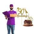 dekoracja na 90 urodziny topper papierowy szampanskie urodziny zloty brokat 15 x 19 cm