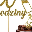dekoracja na 90 urodziny topper papierowy szampanskie urodziny zloty brokat 15 x 19 cm