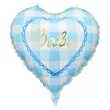 dekoracja na baby shower boy balon foliowy baby serce niebieski jasny 18 hrt