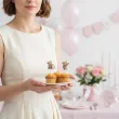 dekoracja na chrzest swiety chlopca dziewczynki pikery na muffinki bezowy mis szpilki x6