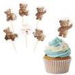 dekoracja na chrzest swiety chlopca dziewczynki pikery na muffinki bezowy mis szpilki x6