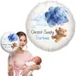 dekoracja na chrzest swiety chlopca personalizowany balon foliowy niebieski mis 18 rnd