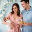 dekoracja na chrzest swiety chlopca pikery na muffinki niebieski mis szpilki na babeczki 6 szt