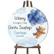 dekoracja na chrzest swiety chlopca tablica powitalna niebieski mis personalizacja 39 5 cm