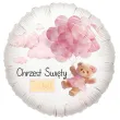 dekoracja na chrzest swiety dziewczynki personalizowany balon foliowy rozowy mis 18 rnd