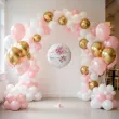 dekoracja na chrzest swiety dziewczynki personalizowany balon foliowy rozowy mis 18 rnd