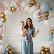 dekoracja na chrzest swiety dziewczynki personalizowany balon foliowy rozowy mis 18 rnd
