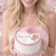 dekoracja na chrzest swiety dziewczynki personalizowany oplatek na tort rozowy mis 1 8
