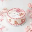 dekoracja na chrzest swiety dziewczynki personalizowany oplatek na tort rozowy mis 1 8