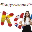 dekoracja na europejski dzien jezykow obcych baner flagi girlanda papierowa do szkoly 3 m