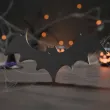 dekoracja na halloween andrzejki zawieszka hdf nietoperz czarny 62 x 85 mm