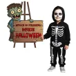 dekoracja na halloween drewniana tablica powitalna zombie powitanie gosci 39 cm