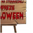dekoracja na halloween drewniana tablica powitalna zombie powitanie gosci 39 cm
