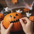 dekoracja na halloween naklejki foliowe straszne dynie czarne ozdoba 6 kpl