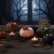dekoracja na halloween swieczka krwawe oko plywajace partydeco 40 mm