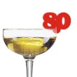 dekoracja na kieliszki urodziny 80 czerwona 10 szt