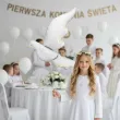 dekoracja na komunie chrzest wesele balon foliowy xl golebica biala 39 shp