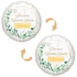 dekoracja na komunie personalizowany balon foliowy eukaliptus beauty imie bialy 18 rnd