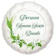 dekoracja na komunie personalizowany balon foliowy konwalie imie bialy 18 rnd