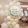 dekoracja na komunie personalizowany balon foliowy konwalie imie bialy 18 rnd