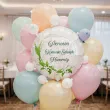 dekoracja na komunie personalizowany balon foliowy konwalie imie bialy 18 rnd