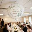 dekoracja na komunie personalizowany balon foliowy mietowa geometria imie bialy 18 rnd