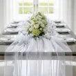 dekoracja na komunie wesele chrzest slub organza gladka biala na stol krzeslo 0 36 x 9 m