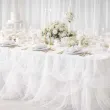 dekoracja na komunie wesele slub chrzest tiul gladki bialy na stol do kwiatow 0 30 x 9 m