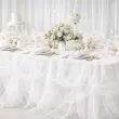 dekoracja na komunie wesele slub chrzest tiul gladki bialy na stol do kwiatow 0 50 x 9 m
